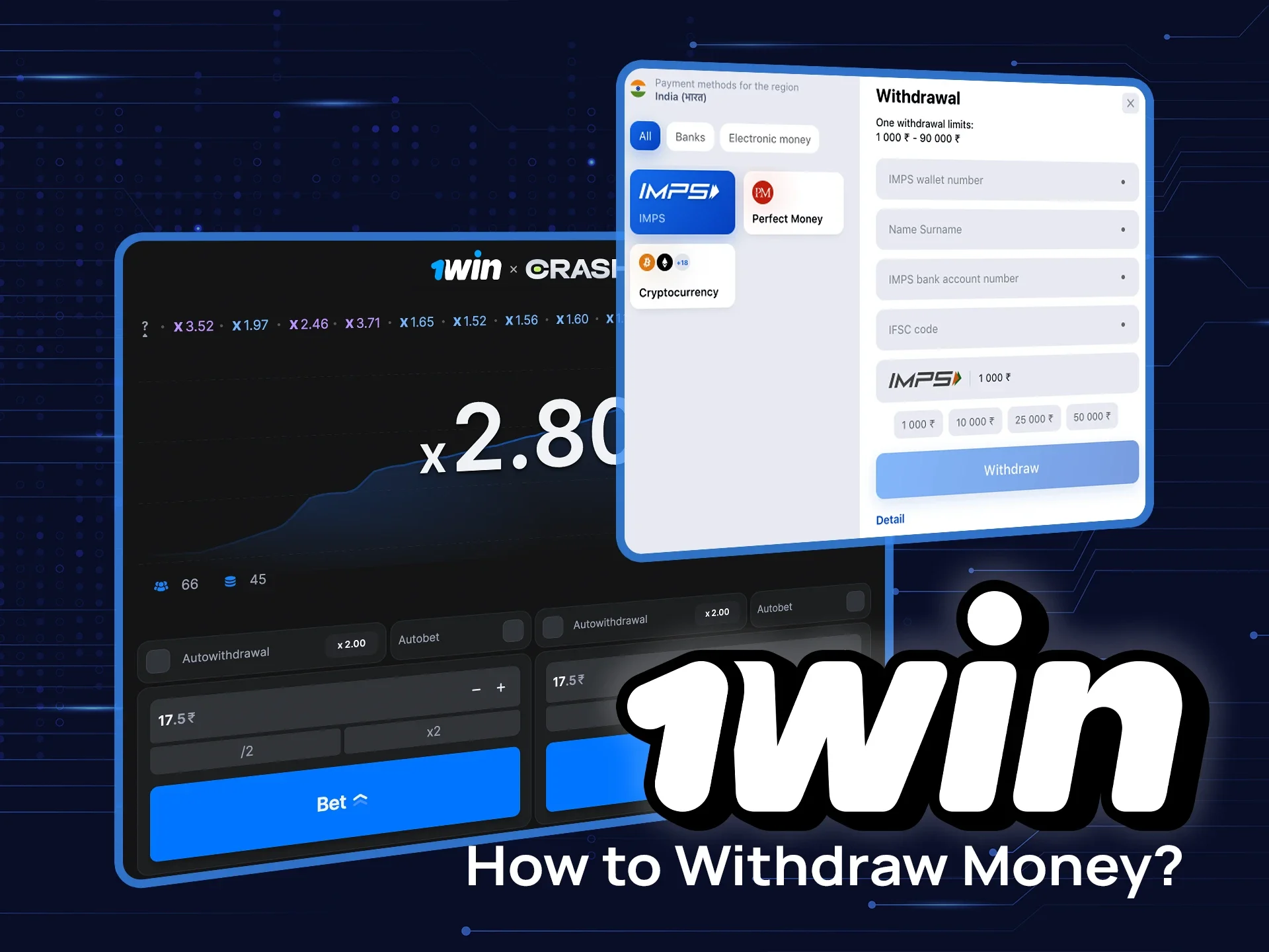 Read how to quickly withdraw money after playing Crash at 1win.