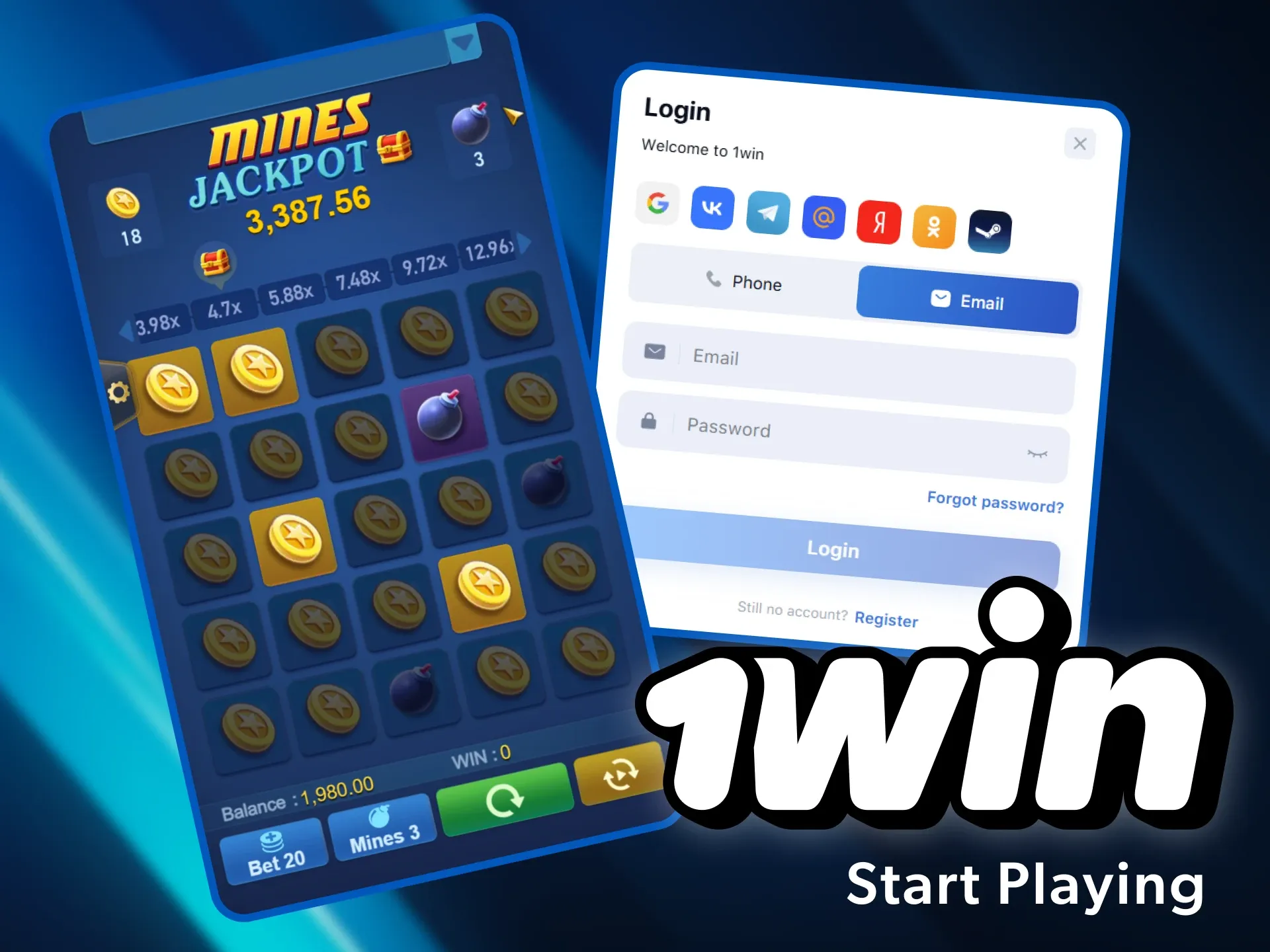 We have prepared step-by-step instructions for you on how to start playing mine games in the 1win online casino.