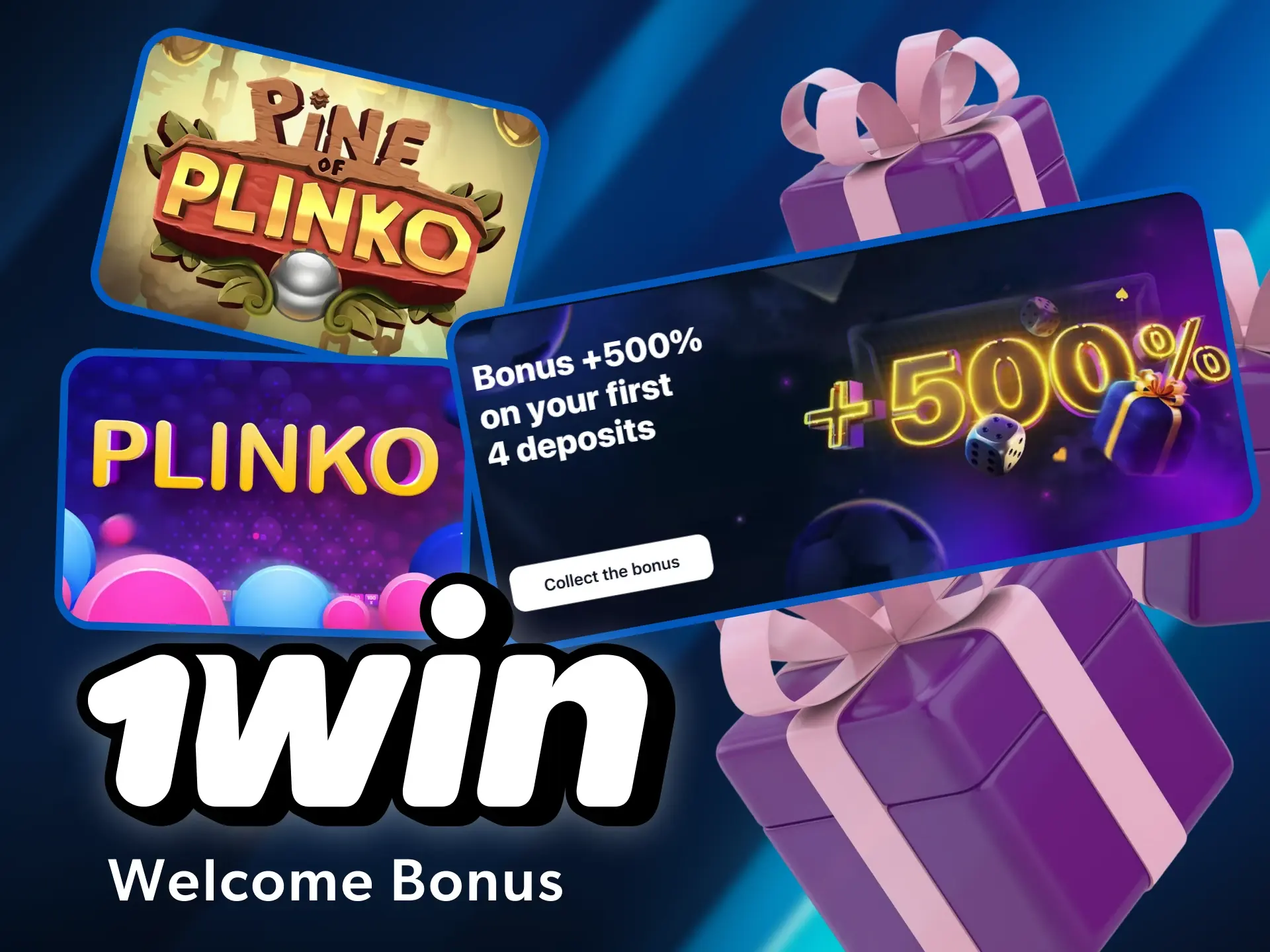 Claim your welcome bonus on your first four deposits at the 1win online casino.